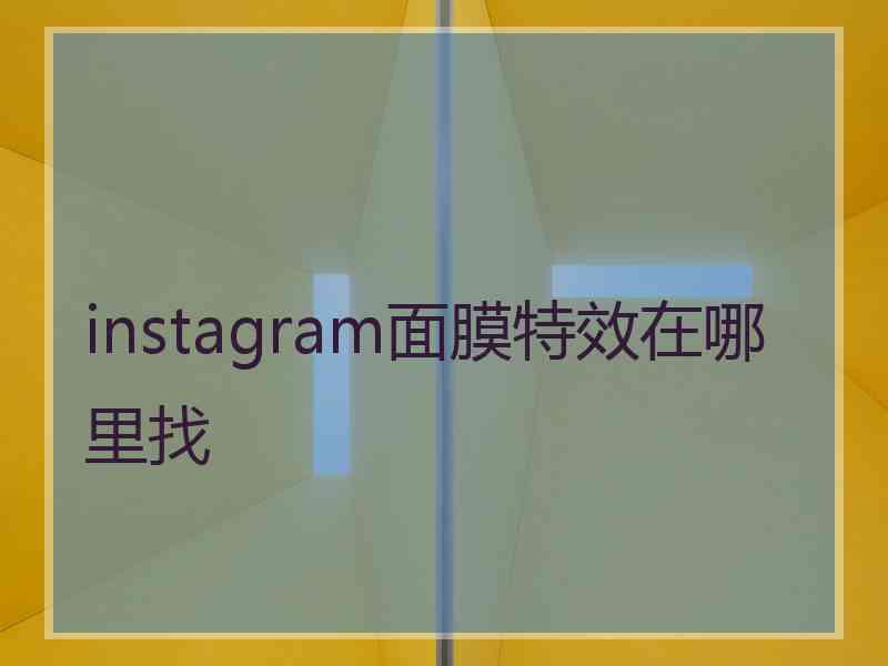 instagram面膜特效在哪里找
